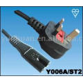 Power Cable UK Standard British BS 1363/A plug figure 8 mains lead IEC